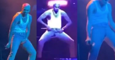 Video: Moment Chris Brown’s trouser tore during his performance